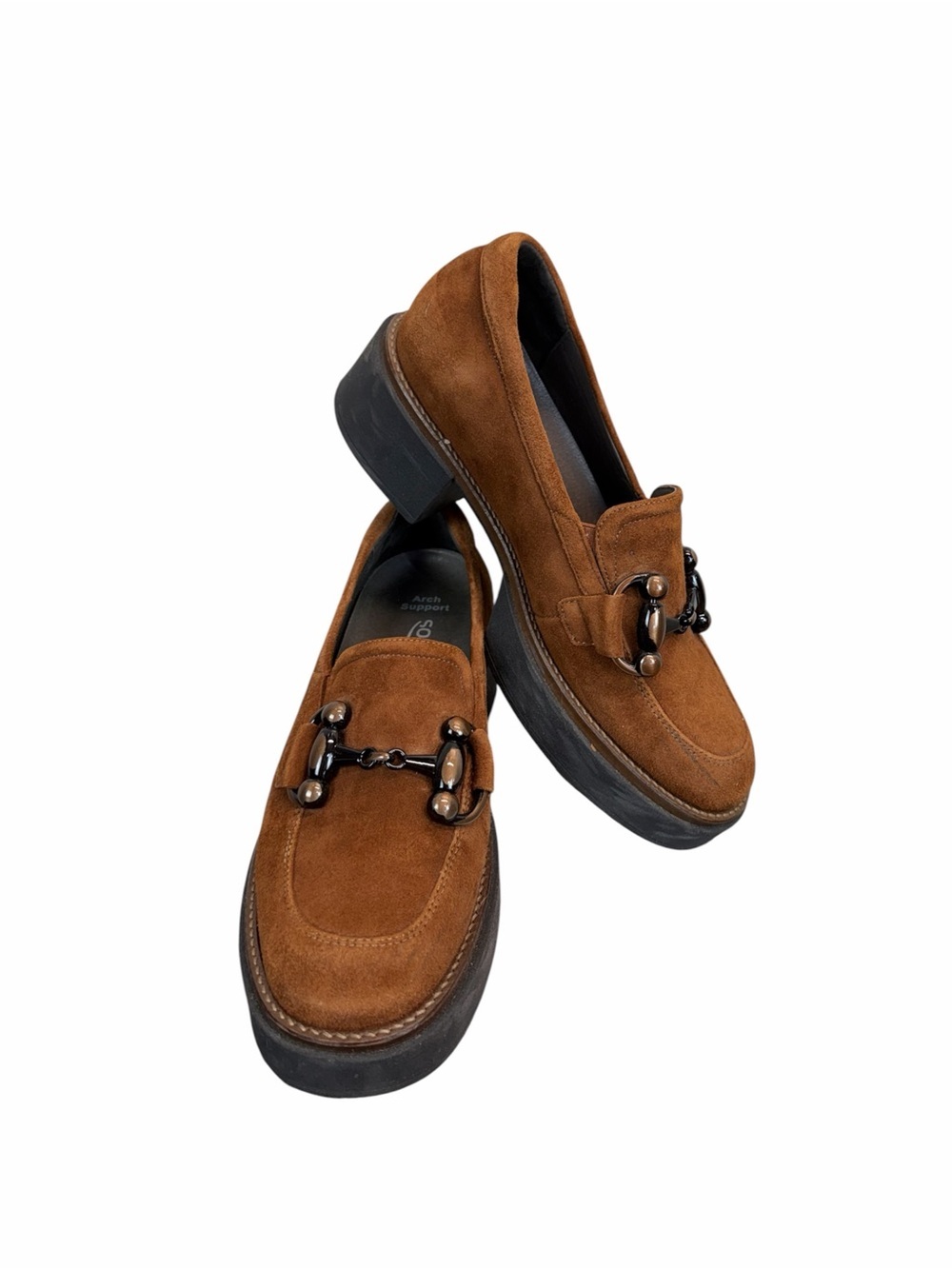 Softwaves Brown Suede Chunky Loafers Platform Lug Sole Horsebit EU 39 - Picture 5 of 11
